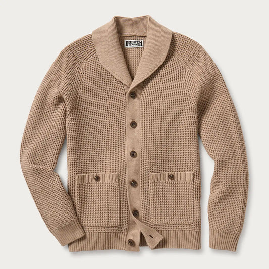 Men's Burly Retirement Shawl Collar Waffle Cardigan