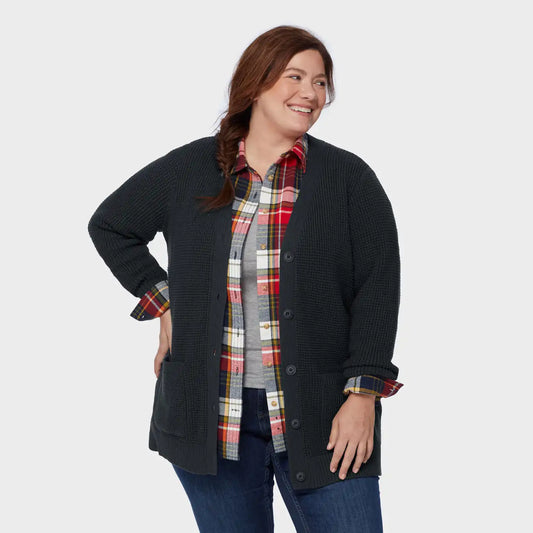 Women's Plus Duluth Heritage Waffle Stitch Cardigan