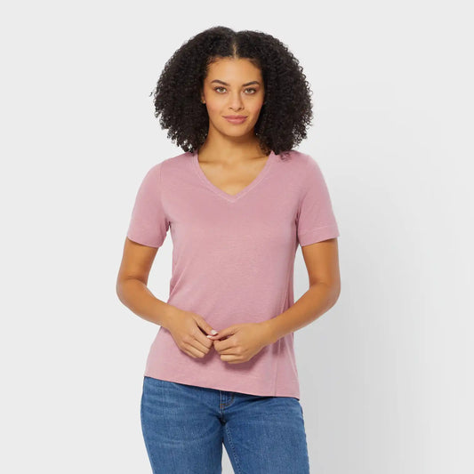 Women's Hemp Knit Short Sleeve V-Neck Tee