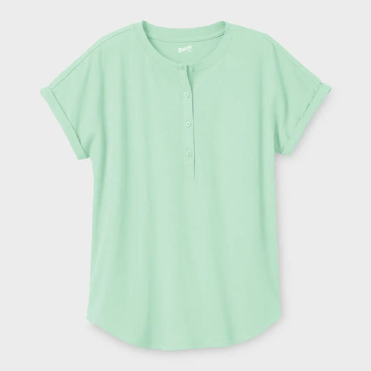 Women's Plus Lightweight Longtail T Short Sleeve Henley